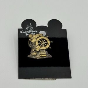 Disney Mickey Mouse Ship Wheel Pin Nautical Gold Tone Cruise Era